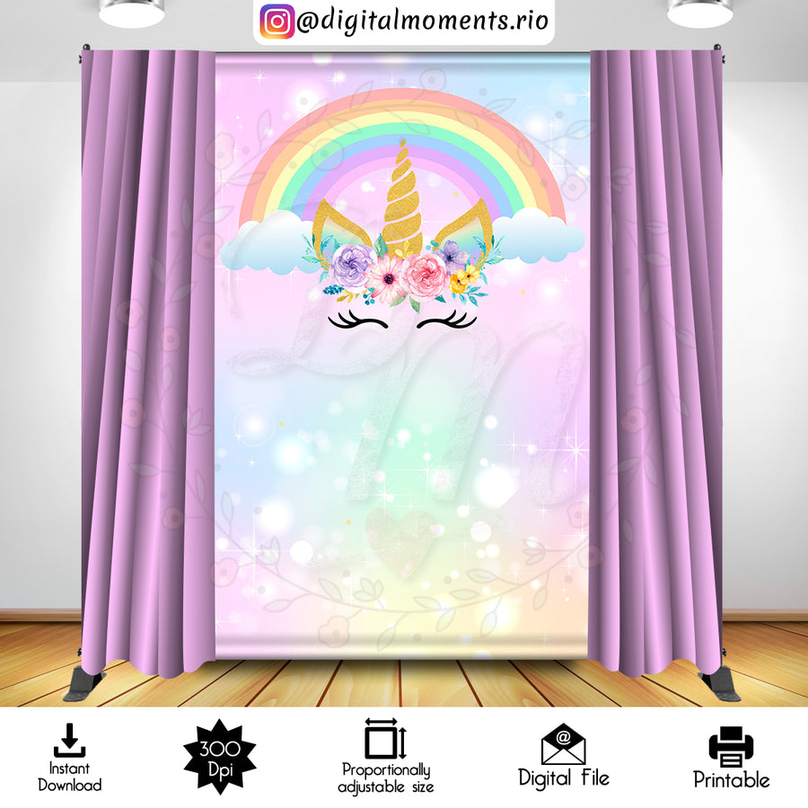 Unicorn 5x8 Digital Backdrop Design, Instant Download | Custom Digital Download for Kids Party or Event