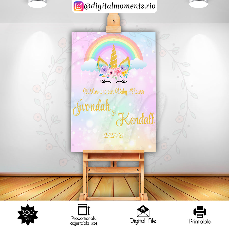 Unicorn 2x3 Custom sign, Digital file only | Custom Digital Download for Kids Party or Event