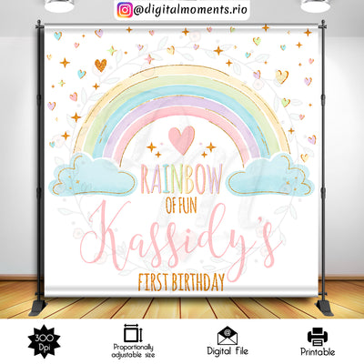 Pastel Rainbow - Backdrop - Birthday