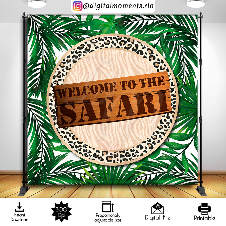 Welcome to the Safari 8x8 Digital Backdrop Design, Instant Download | Custom Digital Download for Kids Party or Event
