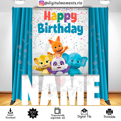 Word - Backdrop - Birthday - Instant Download