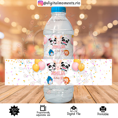 Etiqueta de botella de agua personalizada BabyBus, solo archivo digital