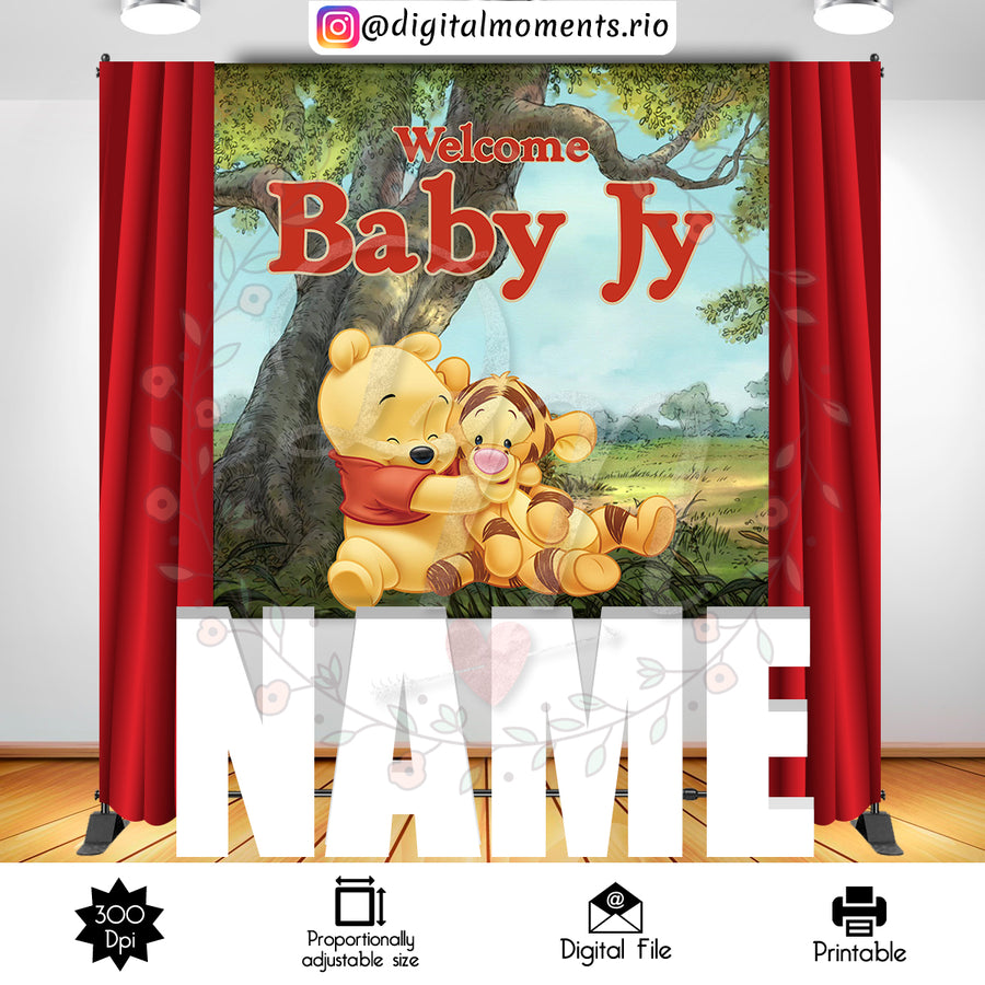Winnie the Pooh 6x6 Custom Backdrop, Digital file only | Custom Digital Download for Kids Party or Event