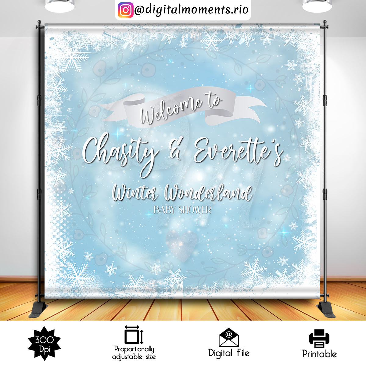 Winter Wonderland 8x8 Fondo personalizado, solo archivo digital