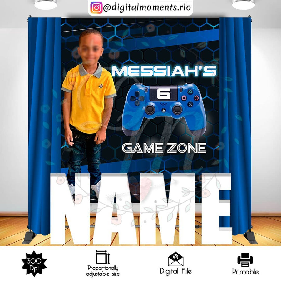 Game Zone 6x7 Custom Backdrop, Digital file only | Custom Digital Download for Kids Party or Event
