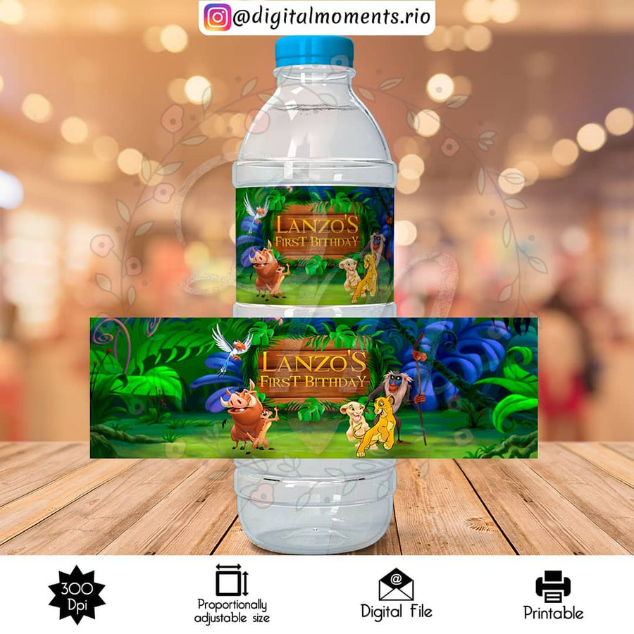 Lion King Custom Water Bottle Label, Digital file only | Custom Digital Download for Kids Party or Event