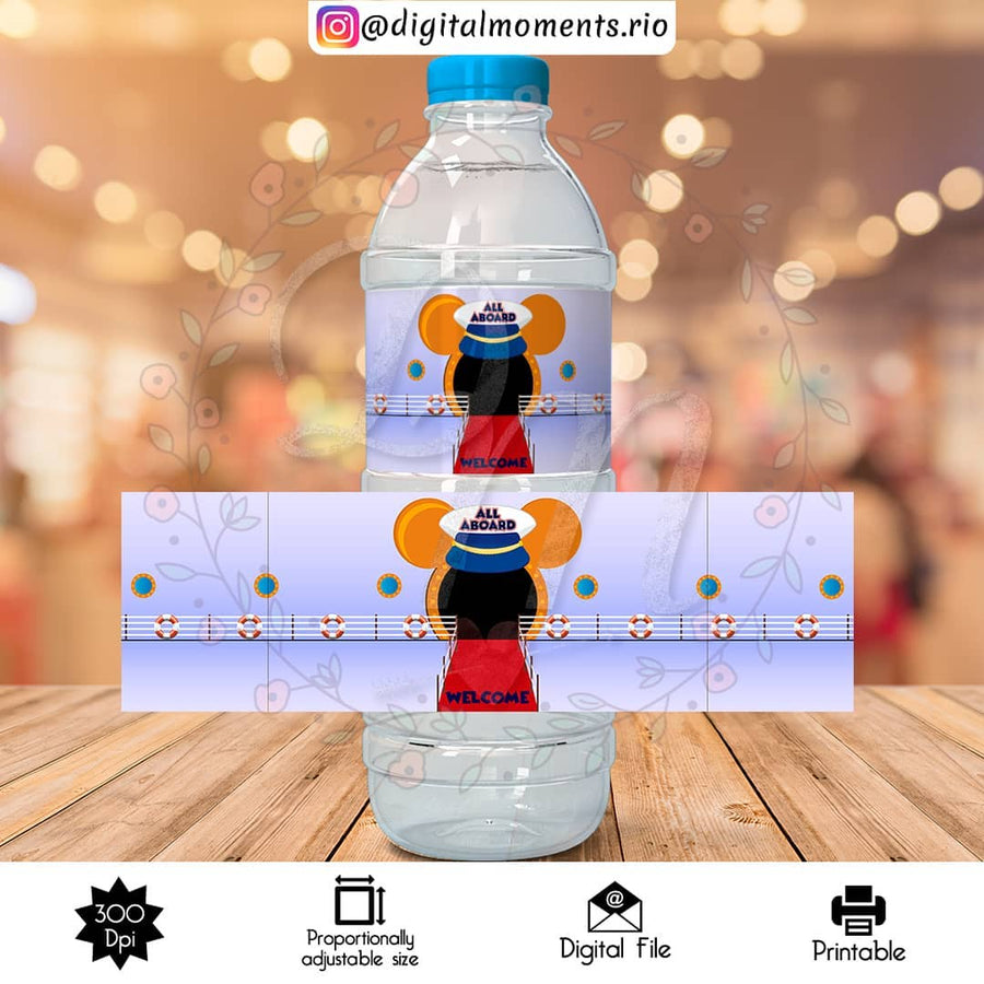 Mickey Cruise Custom Water Bottle Label, Digital file only | Custom Digital Download for Kids Party or Event