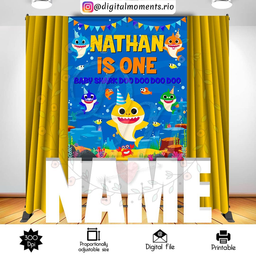Baby Shark 5x6 Custom Backdrop, Digital file only | Custom Digital Download for Kids Party or Event