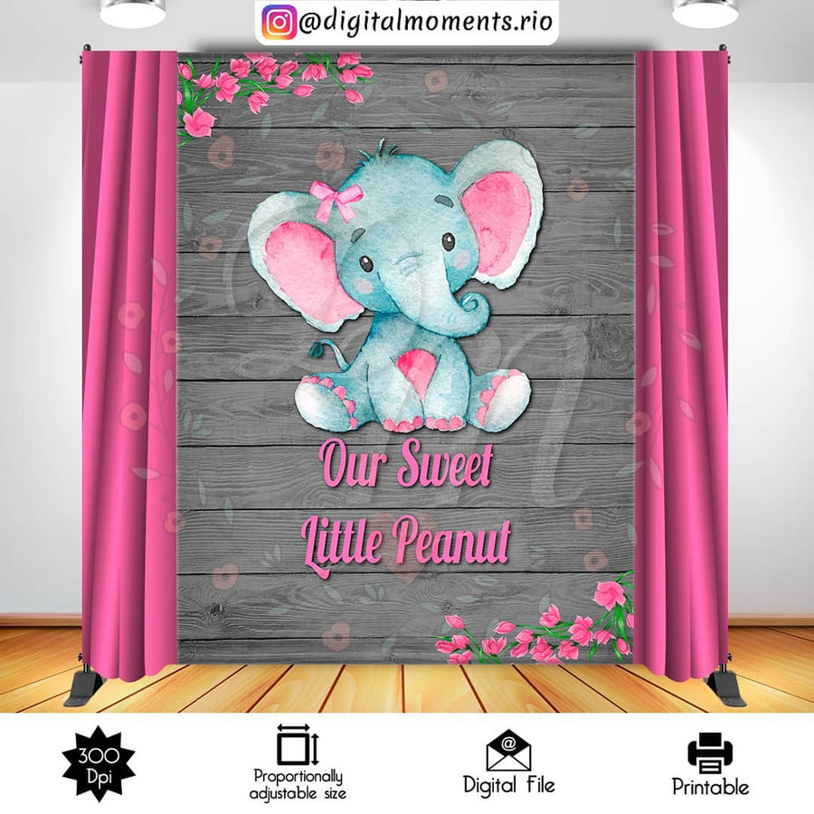 Baby Elephant 6x8 Custom Backdrop, Digital file only | Custom Digital Download for Kids Party or Event