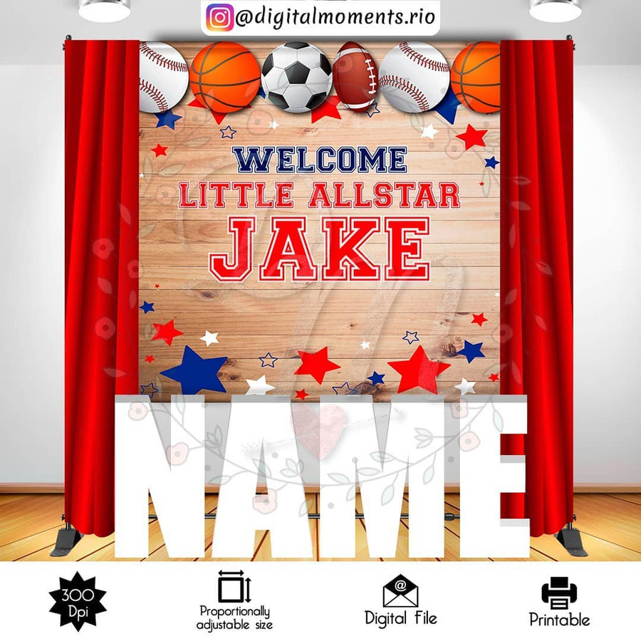 Little AllStar 6x6 Custom Backdrop Design, Digital file only | Custom Digital Download for Kids Party or Event