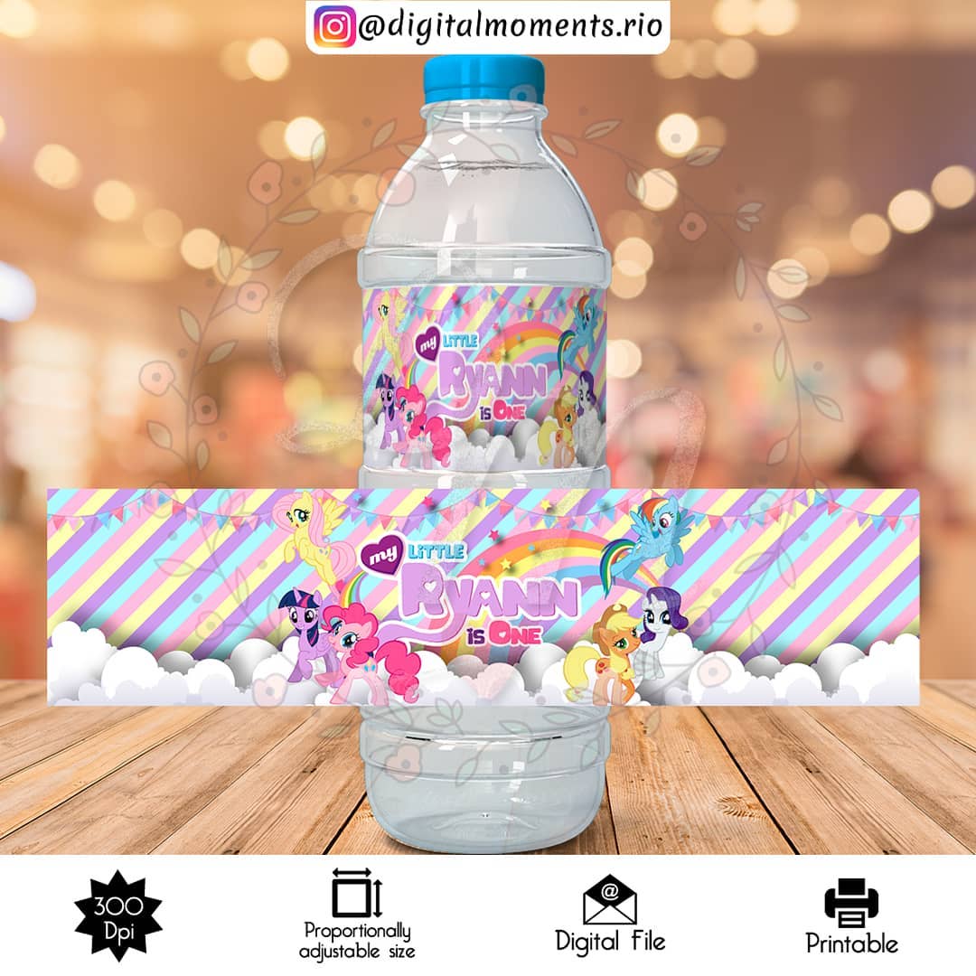 My Little Pony Custom Water Bottle Label, Digital file only