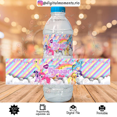 Etiqueta de botella de agua personalizada de My Little Pony, solo archivo digital