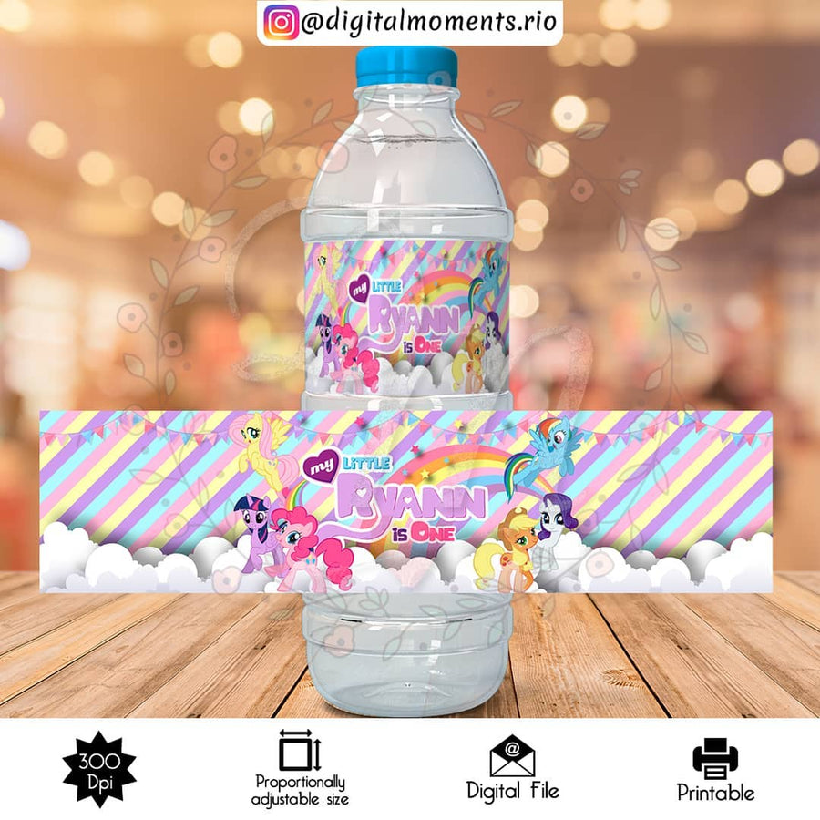 My Little Pony Custom Water Bottle Label, Digital file only | Custom Digital Download for Kids Party or Event