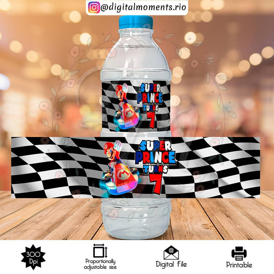 Super Mario Custom Water Bottle Label, Digital file only | Custom Digital Download for Kids Party or Event