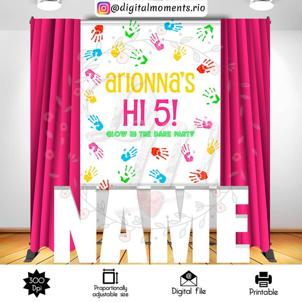 Hi-5 5x6 Custom Backdrop, Digital file only | Custom Digital Download for Kids Party or Event