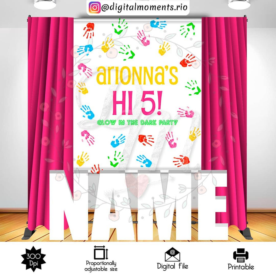 Hi-5 5x6 Custom Backdrop, Digital file only | Custom Digital Download for Kids Party or Event