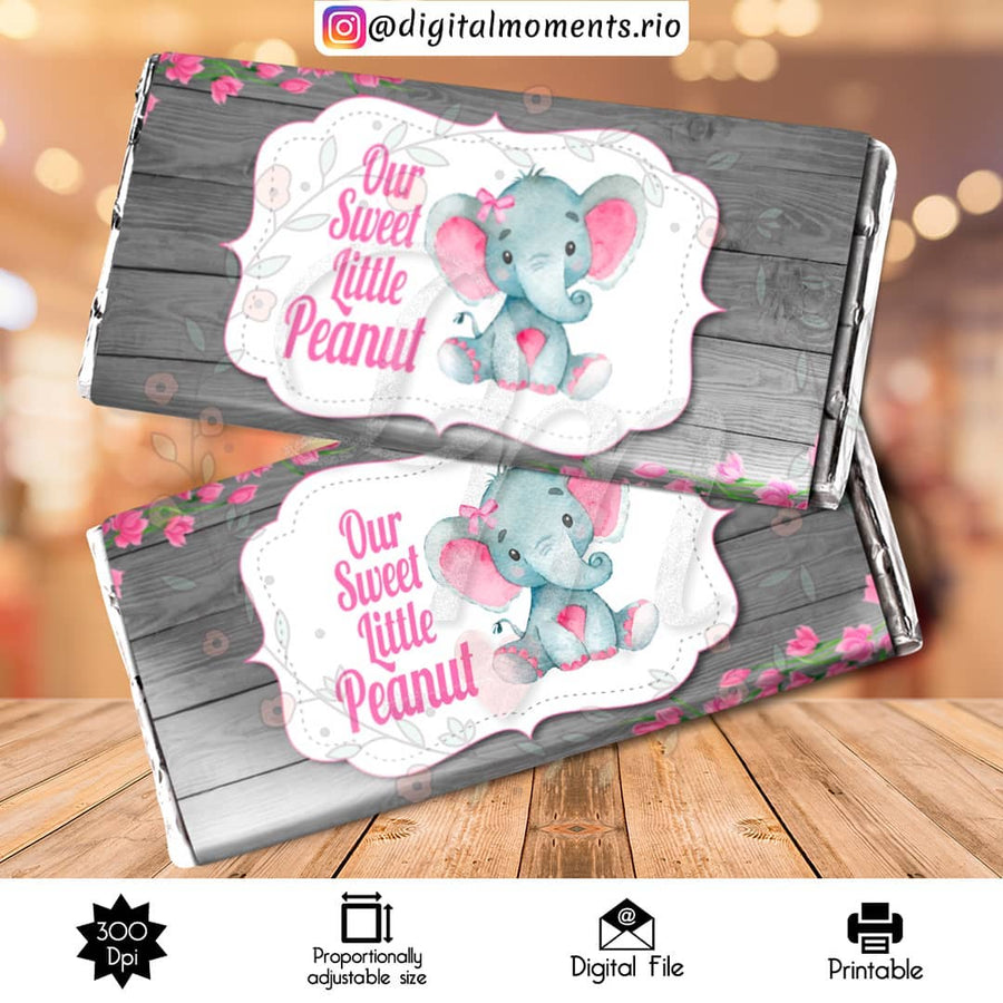 Baby Elephant Custom Candy Bar Wrapper, Digital file only | Custom Digital Download for Kids Party or Event