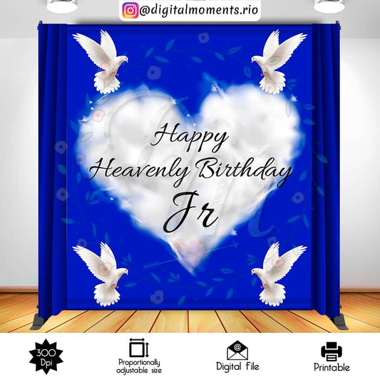 Fondo personalizado Heavenly Birthday 7x8, solo archivo digital