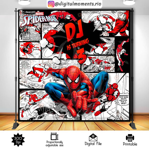 Spider-Man 8x8 custom backdrop, Custom Digital File | Digital Download for Events for Events. 8x8, arts, backdrop, backdrop-sign, celebratio…