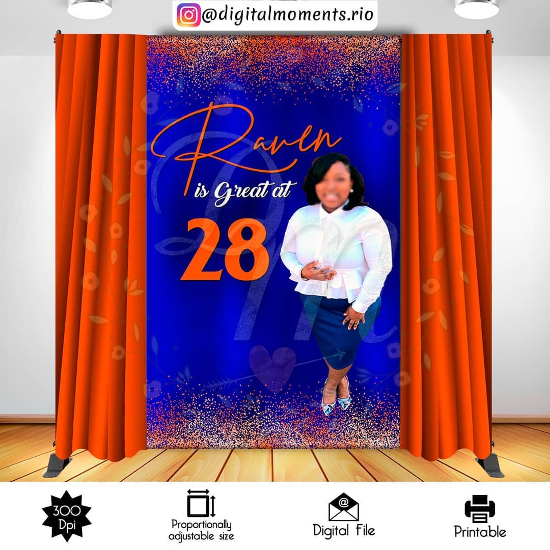 Birthday 5x8 Custom Backdrop with picture, Digital file only