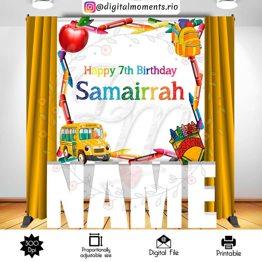 Back to School 6x6 custom backdrop, Digital file only | Custom Digital Download for Kids Party or Event