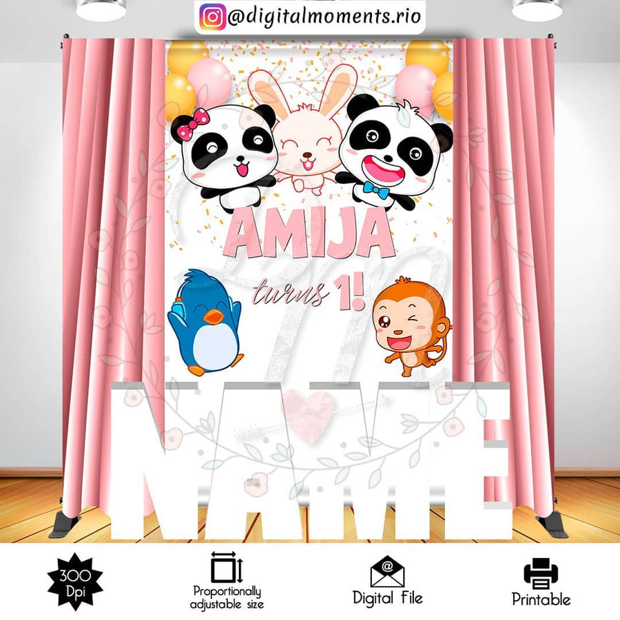BabyBus 5x6 Custom Backdrop, Digital file only | Custom Digital Download for Kids Party or Event