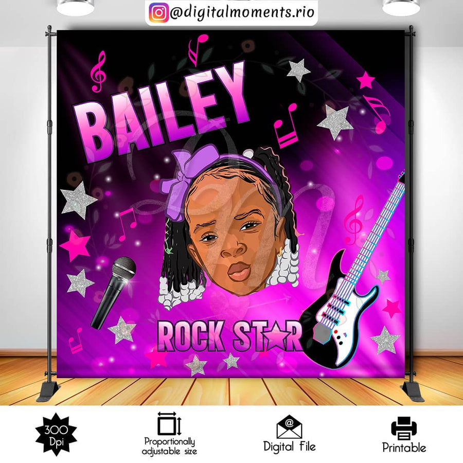 Rock Star 8x8 Custom Backdrop, Digital file only | Custom Digital Download for Kids Party or Event